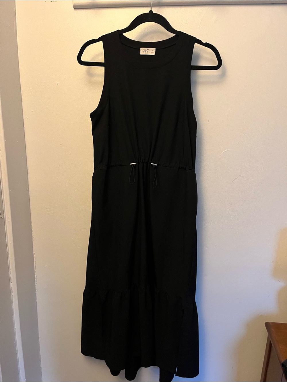 Maurices Black Sleeveless Maxi Dress with Drawstring Waist